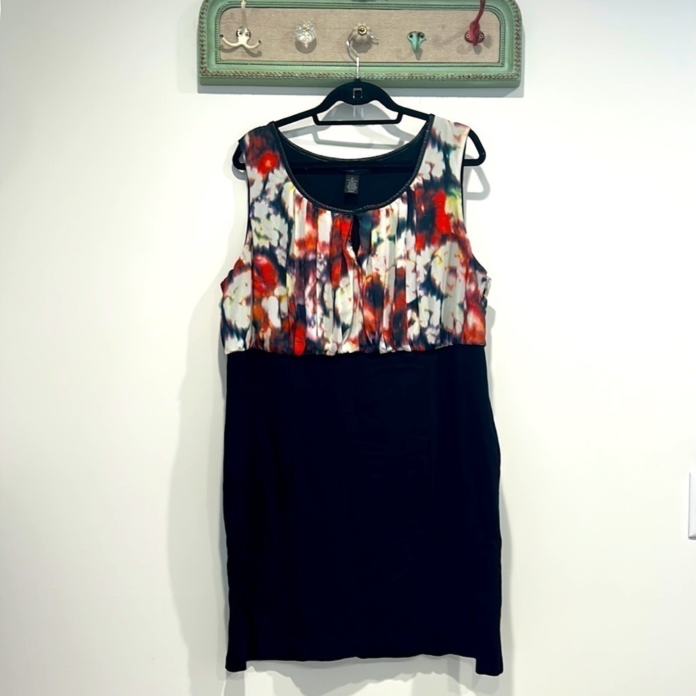 Lane Bryant sleeveless watercolor blouse upper sleeveless mini dress plus